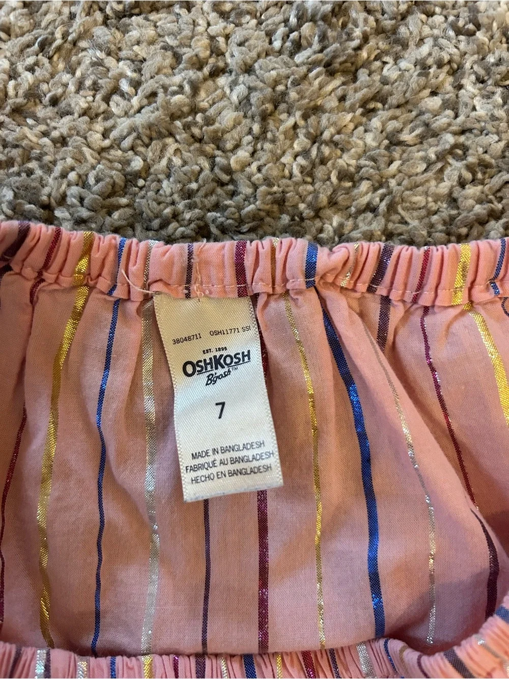 OshKosh B'gosh Pink Striped Short Sleeve Romper